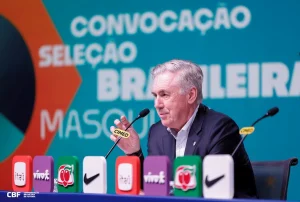 Imagem colorida do treinador da seleção brasileira, Carlo Ancelotti