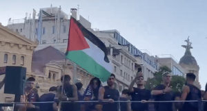 expressar solidariedade à Palestina durante a celebração do título do Campeonato